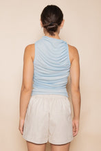 Load image into Gallery viewer, Ruched Mesh Top- Light Blue
