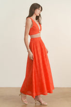 Load image into Gallery viewer, Eyelet Top + Skirt Set- Tomato Red
