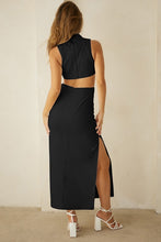Load image into Gallery viewer, Linen Flower Cutout Black Dress
