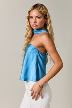 Load image into Gallery viewer, Satin Scarf Detail Top-Sky Blue
