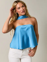Load image into Gallery viewer, Satin Scarf Detail Top-Sky Blue
