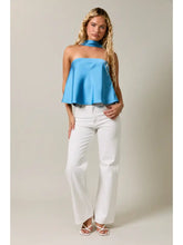 Load image into Gallery viewer, Satin Scarf Detail Top-Sky Blue
