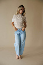 Load image into Gallery viewer, Asymmetric Cape Ruched Top- Sand

