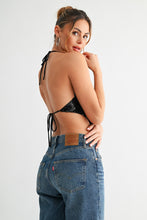 Load image into Gallery viewer, Black Starlit Sequin Tie Back Top
