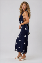 Load image into Gallery viewer, Navy Polka Halter Dress
