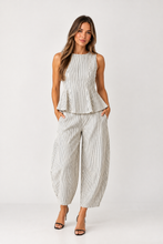 Load image into Gallery viewer, Natural Striped Barrel Pant Set
