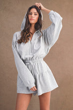 Load image into Gallery viewer, H.Grey Scuba Front Zip Hoodie Romper
