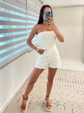 Load image into Gallery viewer, Denim Bianco Corset Romper
