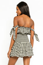 Load image into Gallery viewer, Gingham Off Shoulder Romper
