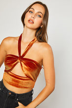 Load image into Gallery viewer, Velvet Halter Top- Rust
