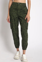 Load image into Gallery viewer, Leopard Army Green Denim Pants
