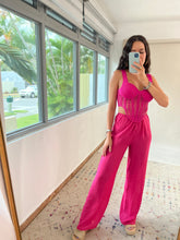 Load image into Gallery viewer, Crochet Corset Top- Fuchsia

