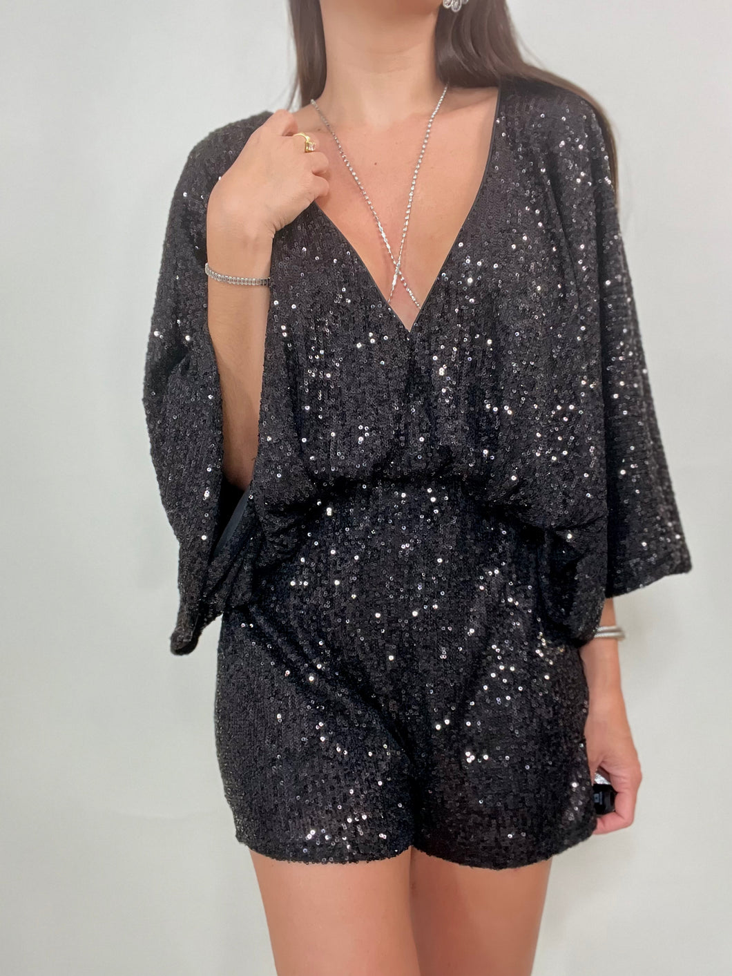 Black Sequin Romper
