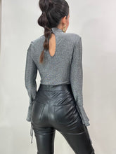 Load image into Gallery viewer, Bell Sleeve Metallic Bodysuit- Silver
