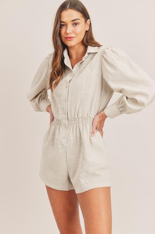 Linen Taupe Romper